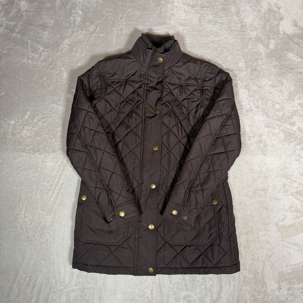 Lauren Ralph Lauren Womens XL Quilted Velvet Velour Brown Barn Coat Jacket